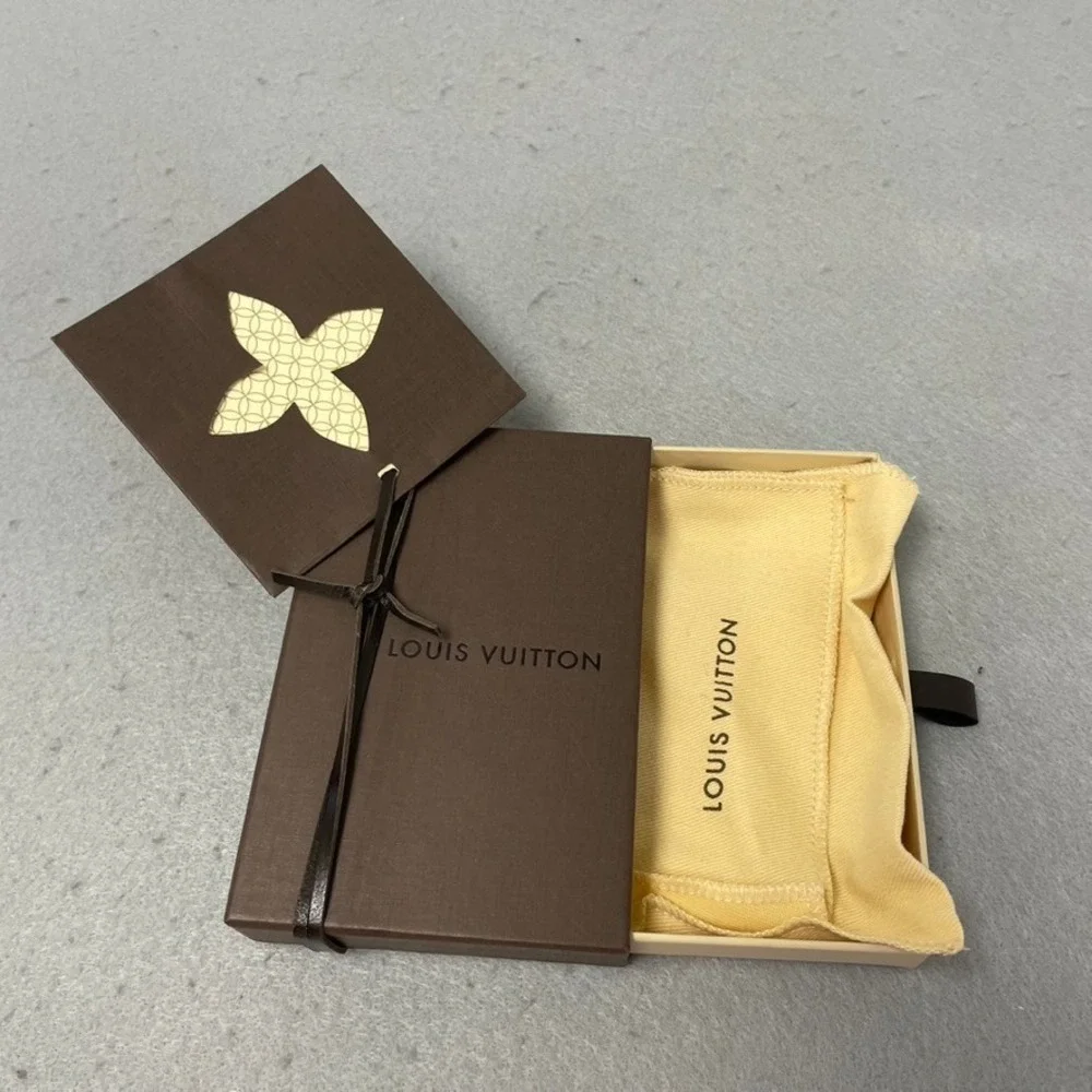 Louis Vuitton Small Gift Box Dust Bag Card Set Brown Yellow Authentic 5.5x3.75x1